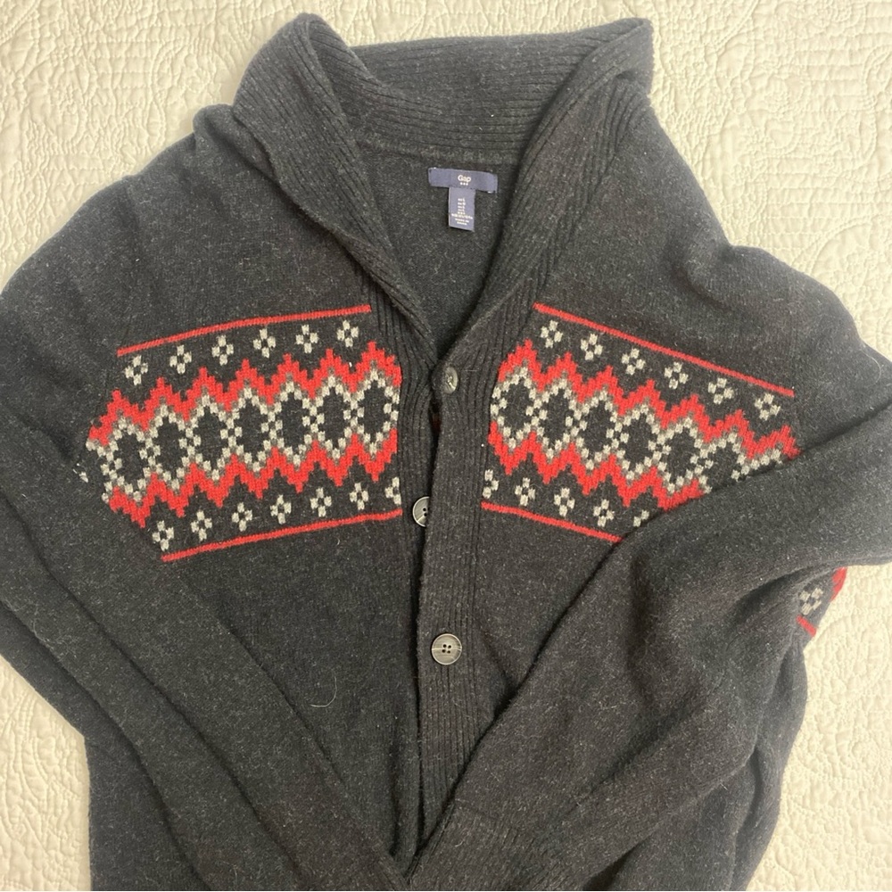 Gap Men’s Grey Cowl Neck Button Up Cardigan Sweater Oversized Size Large